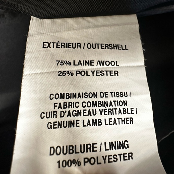 SOÏA & KYO Women’s Size Medium Black Wool Hooded Coat with Lamb Leather Sleeves - Picture 10 of 14